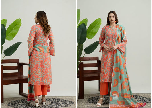 Digatial Printed Lawn Print Fabric Unstitched 3-Piece Suit
