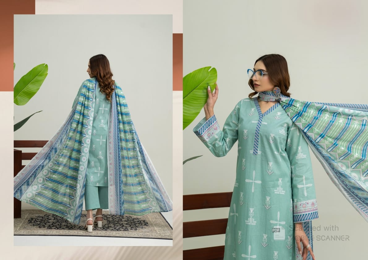 Digatial Printed Lawn Print Fabric Unstitched 3-Piece Suit