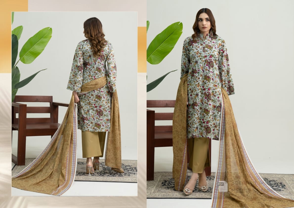 Digatial Printed Lawn Print Fabric Unstitched 3-Piece Suit
