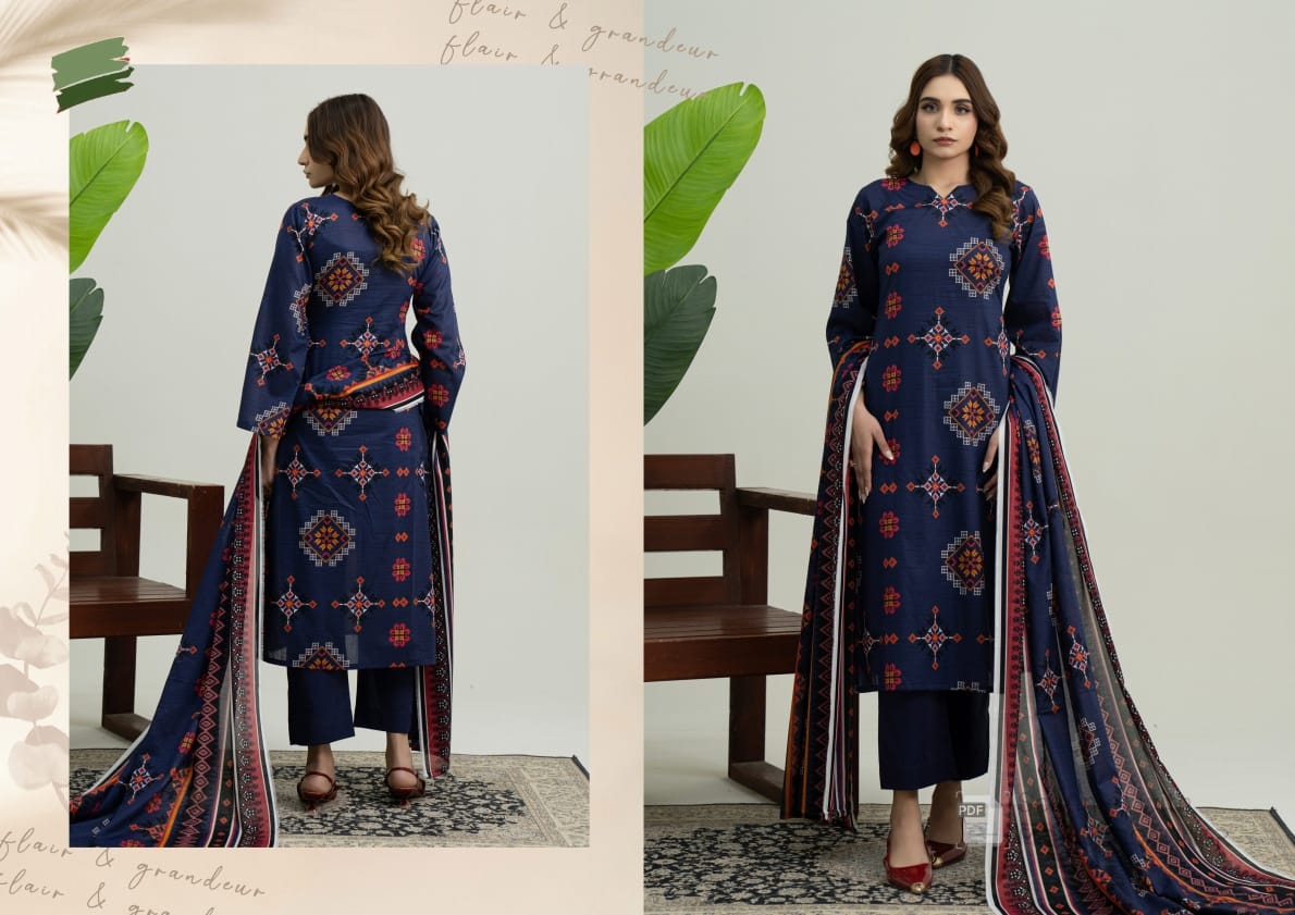 Digatial Printed Lawn Print Fabric Unstitched 3-Piece Suit