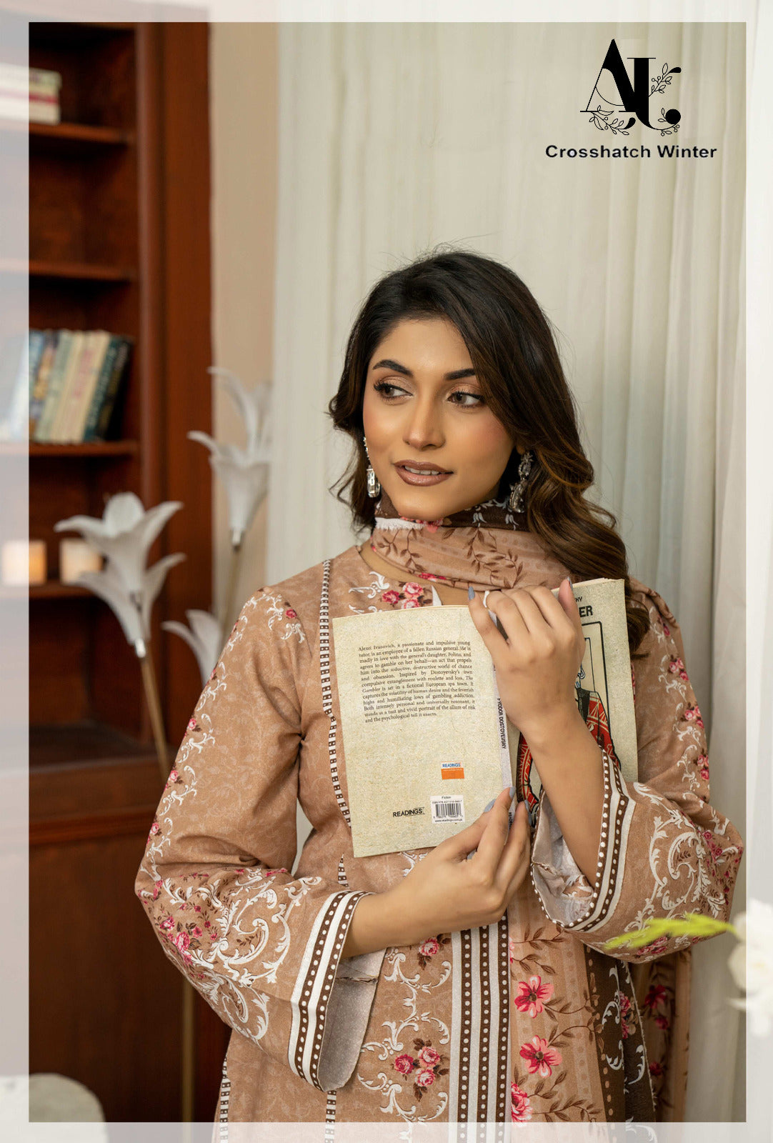 Beige Embroidered Kotry 3-Piece Suit