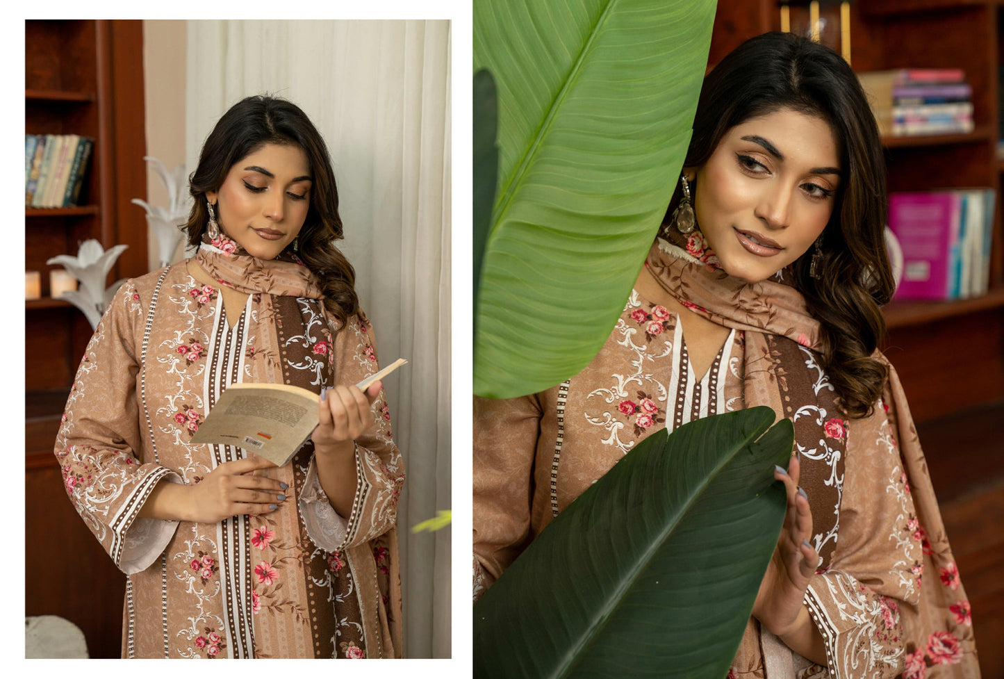 Beige Embroidered Kotry 3-Piece Suit