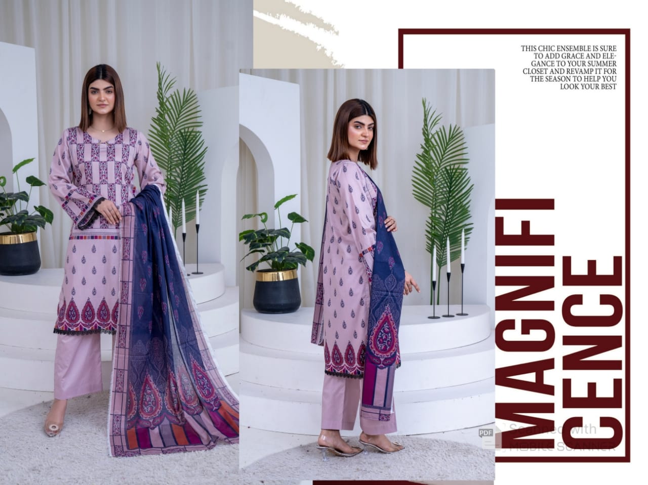 Elegant Purple Printed Lawn Suit with Digital Patterns