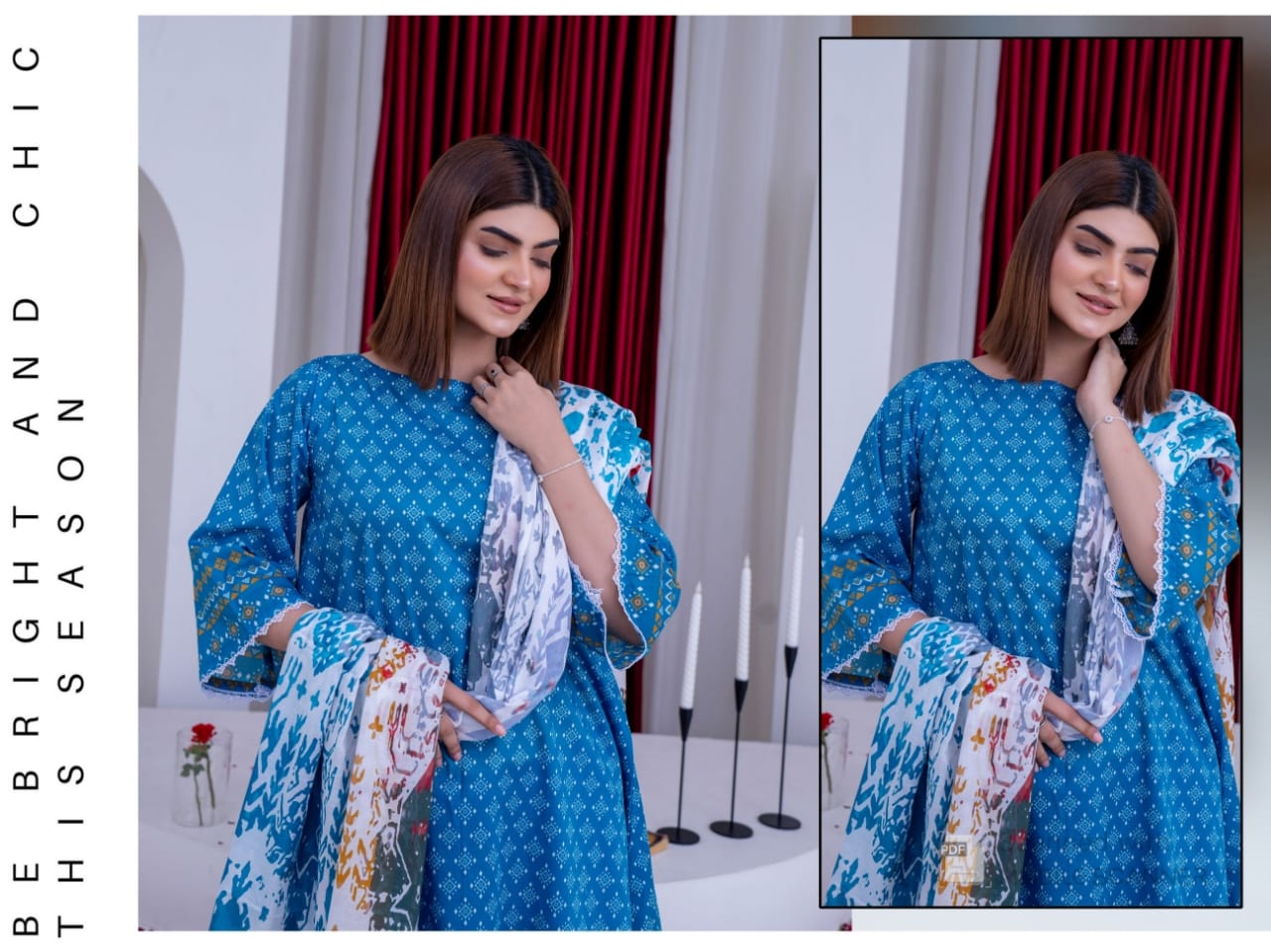 Blue Printed Lawn Unstitched 3-Piece Suit