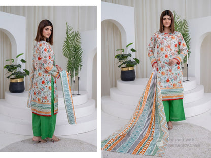 Floral Printed Lawn Unstitched 3-Piece Suit