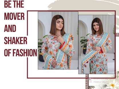 Floral Printed Lawn Unstitched 3-Piece Suit