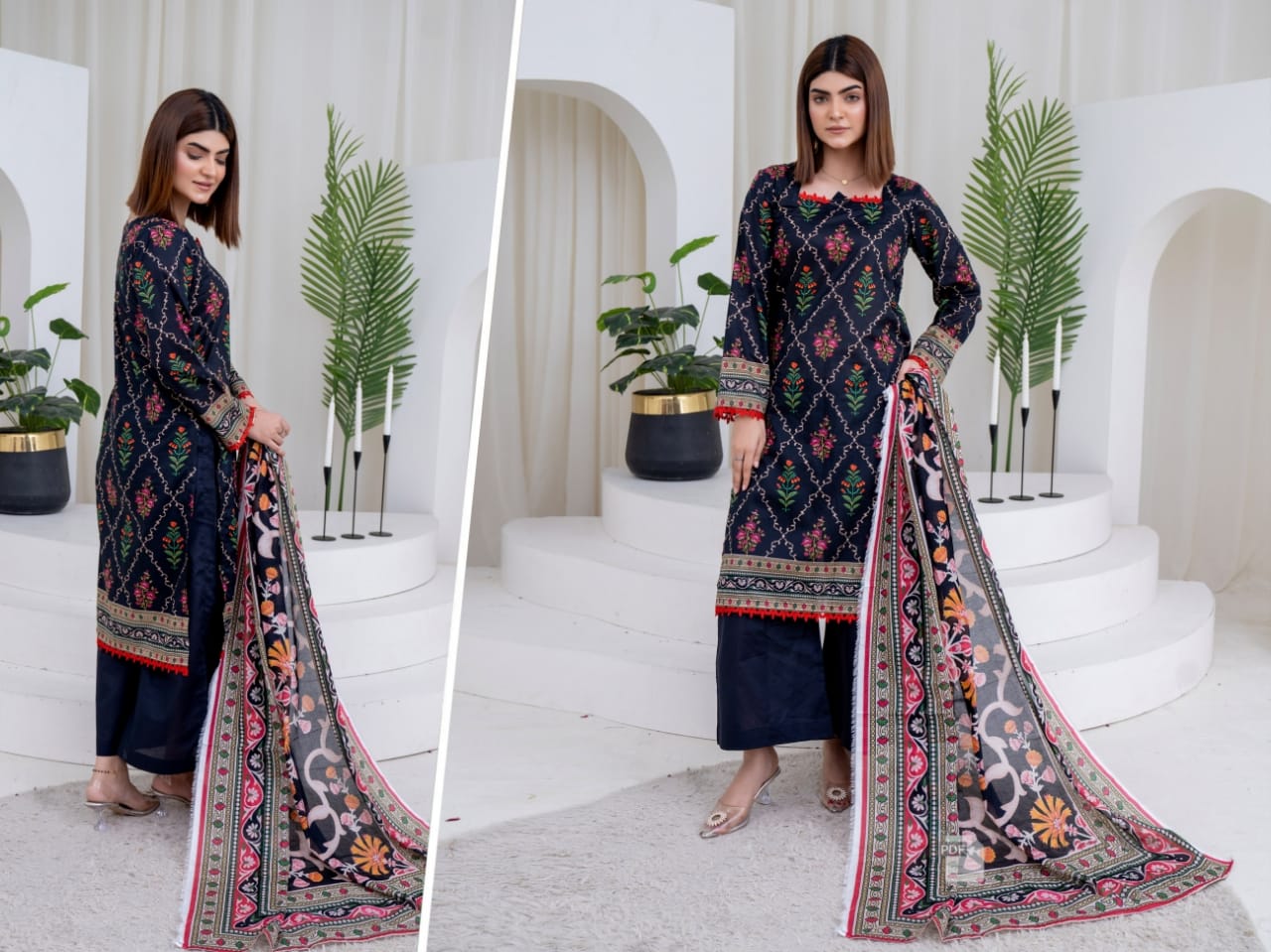 Luxury Floral Printed Lawn Suit - Unstitched 3-Piece Set