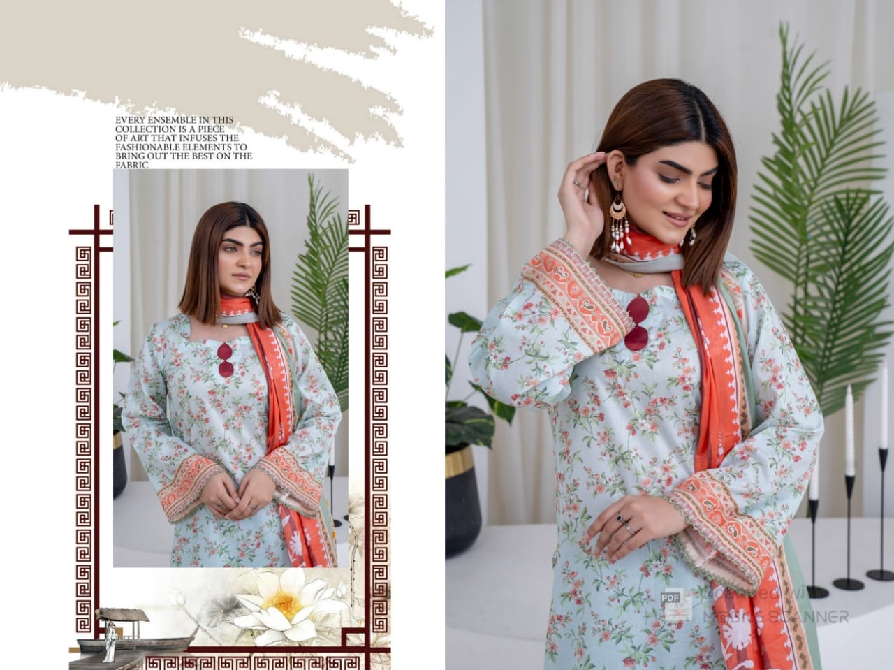 Floral Printed Lawn Unstitched 3-Piece Suit – Soft Mint