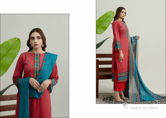Digatial Printed Lawn Print Fabric Unstitched 3-Piece Suit