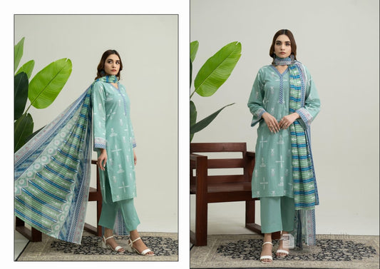 Digatial Printed Lawn Print Fabric Unstitched 3-Piece Suit