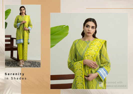 Digatial Printed Lawn Print Fabric Unstitched 3-Piece Suit