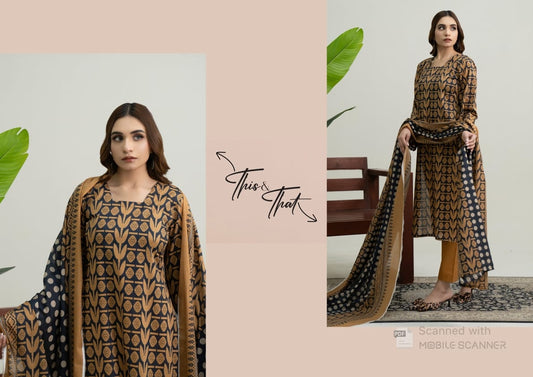 Digatial Printed Lawn Print Fabric Unstitched 3-Piece Suit