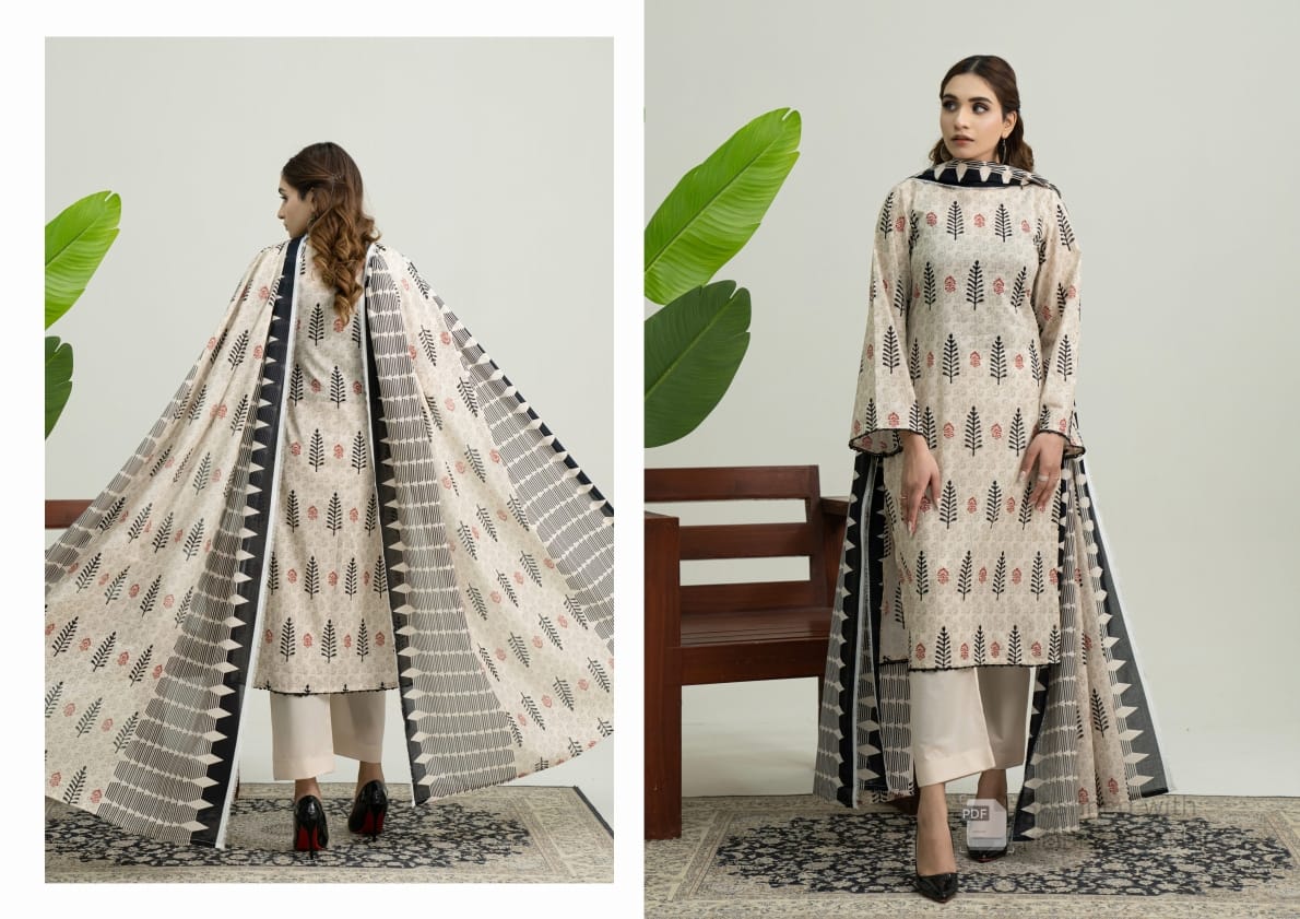 Digatial Printed Lawn Print Fabric Unstitched 3-Piece Suit