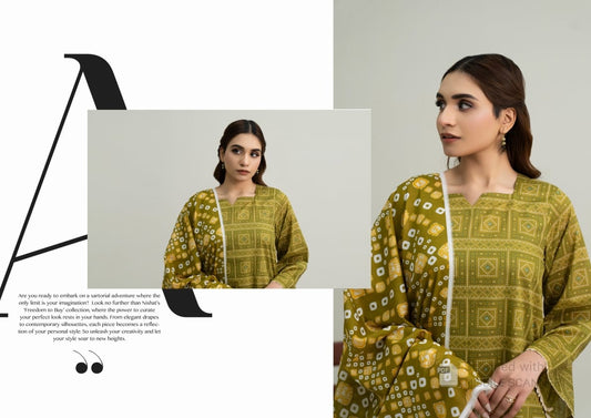 Digatial Printed Lawn Print Fabric Unstitched 3-Piece Suit