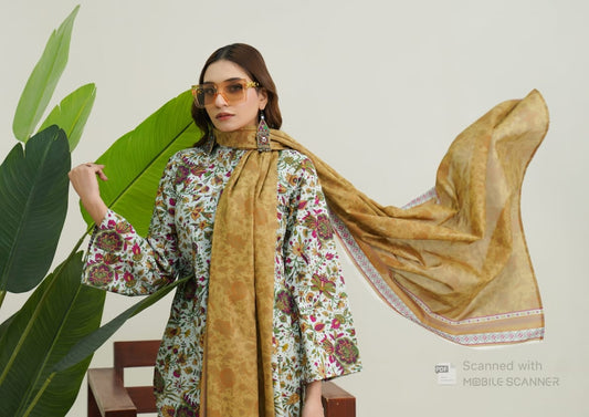 Digatial Printed Lawn Print Fabric Unstitched 3-Piece Suit